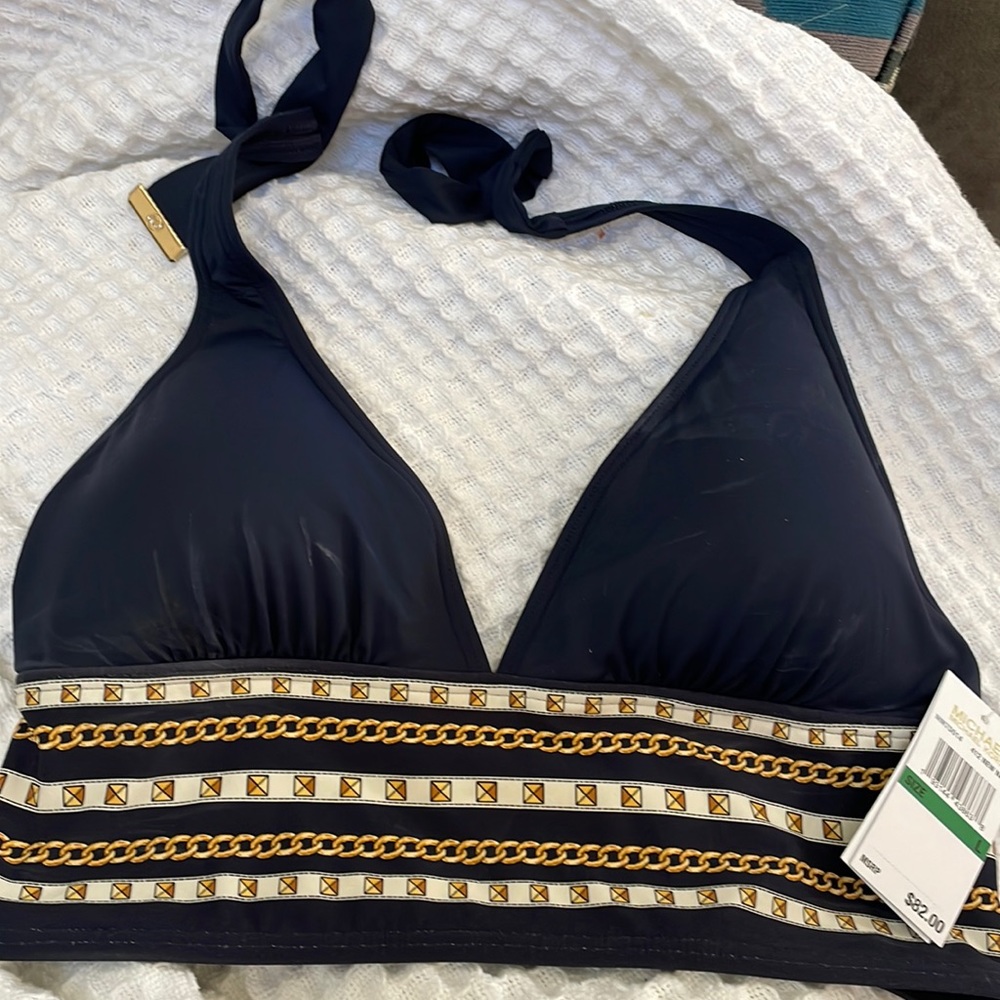MICHAEL Michael Kors Halter Bikini Top - Chain Border
Size large